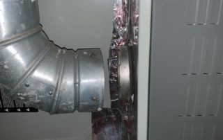 vent pipe detached from furnace that could leak carbon monoxide. Always have your furnace checked before running the heat in Shreveport bossier, Benton, and Haughton