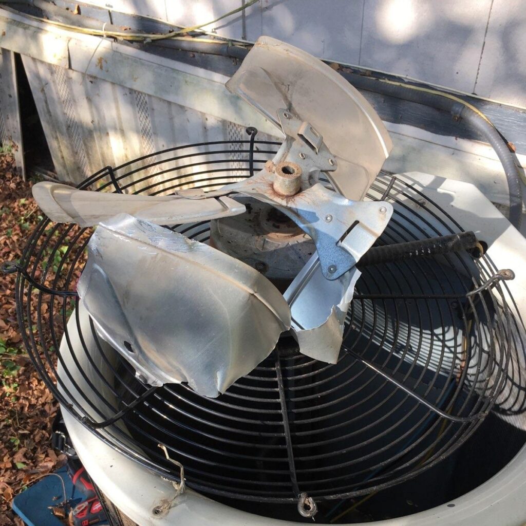 Air conditioner unit replacement: broken fan on AC unit